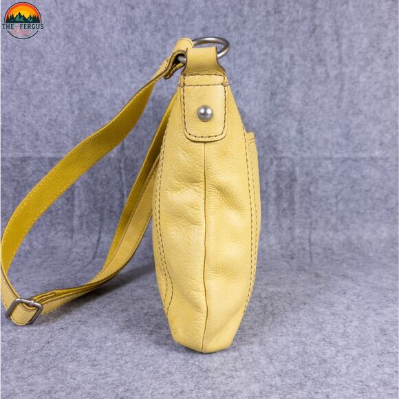 Fossil Crossbody Bag Mustard Yellow Genuine Leather Adjustable Strap Lagenlook - Picture 5 of 16